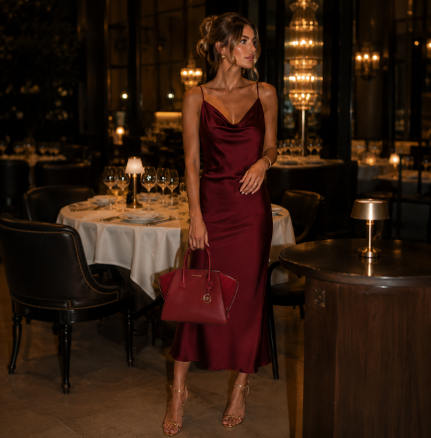 Borsa in pelle rosso ciliegia