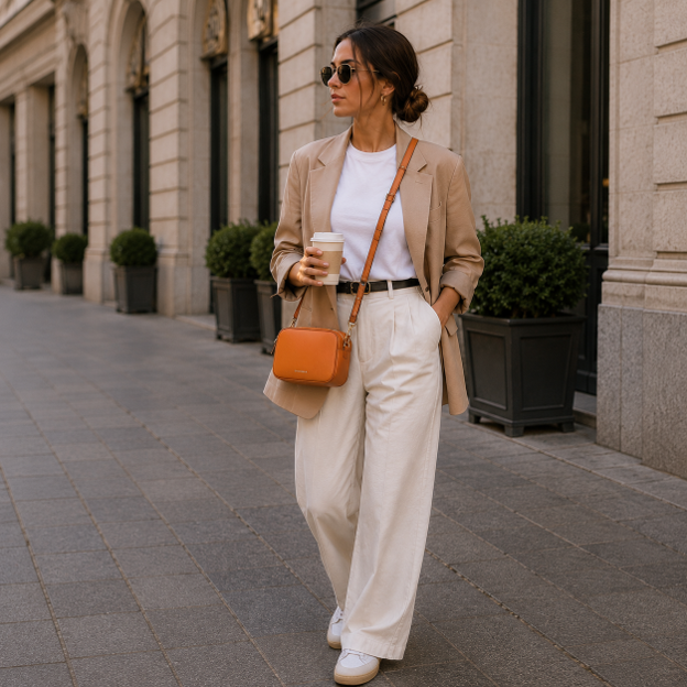 Borsa a tracolla in pelle arancione