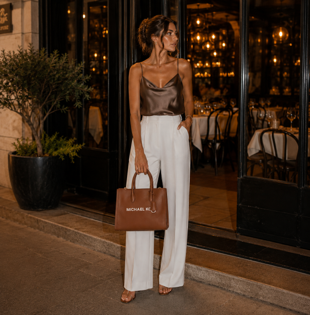 Borsa tote in pelle marrone color cuoio
