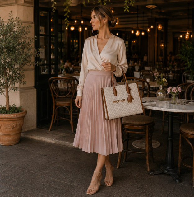 Borsa tote vaniglia in tessuto monogrammato
