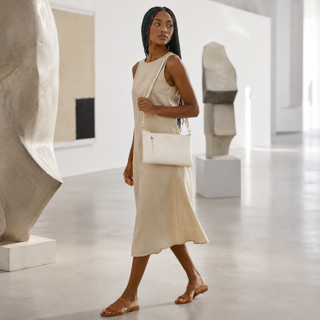 Borsa a mano in pelle bianca