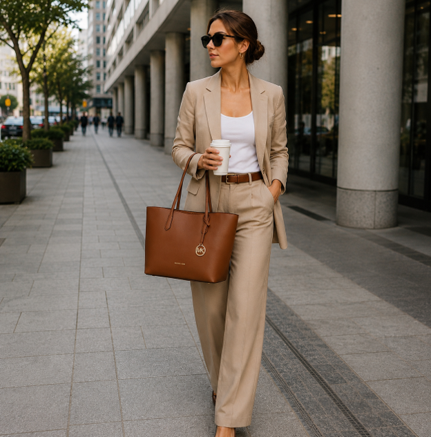 Borsa tote in pelle color cuoio