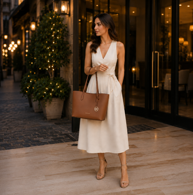 Borsa tote in pelle color cuoio
