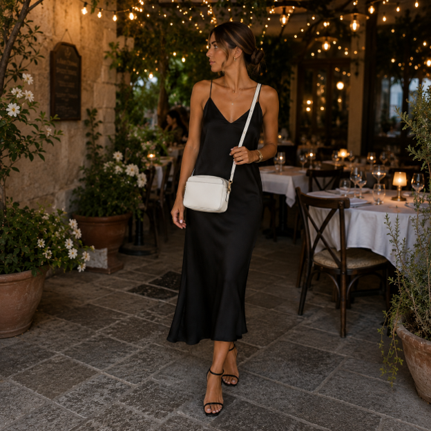 Borsa a tracolla in pelle bianca pura