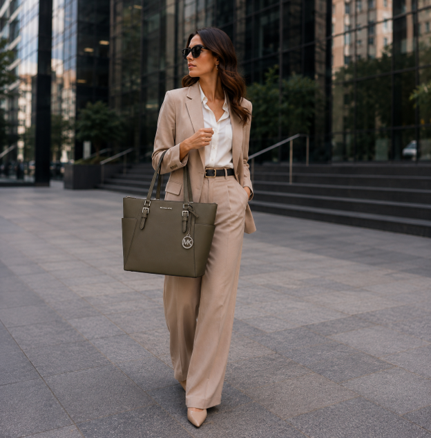 Olive Green Leather Tote Bag