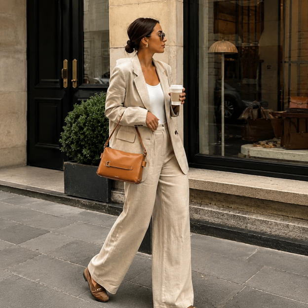 Borsa a mano in pelle color cognac