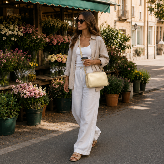 Champagne Gold Leather Crossbody Bag