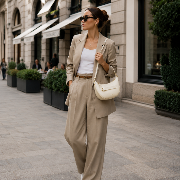 Borsa a spalla in pelle bianca