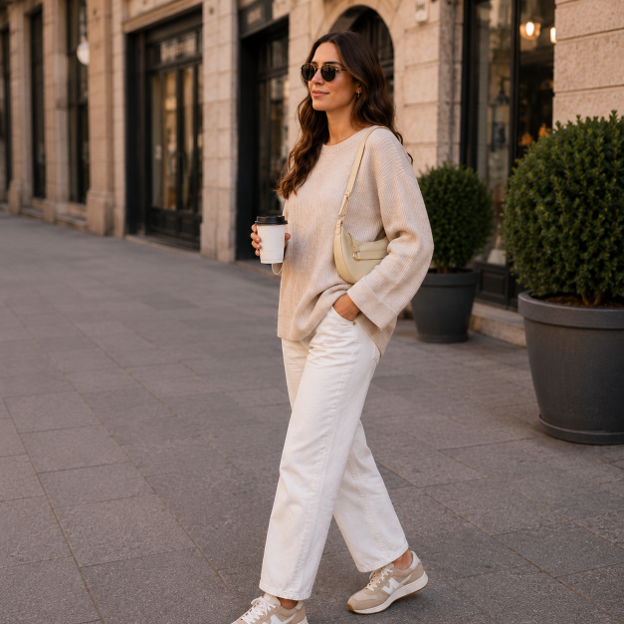 Ivory Leather Shoulder bag
