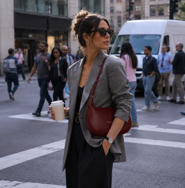 Borsa a mano e a spalla Soft bordeaux