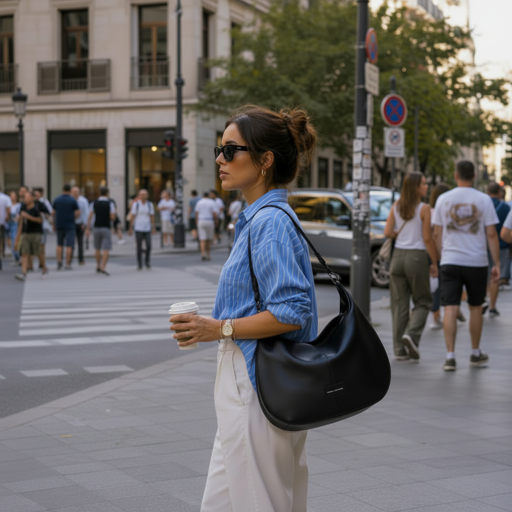 Black Soft Shoulder Bag and Handbag