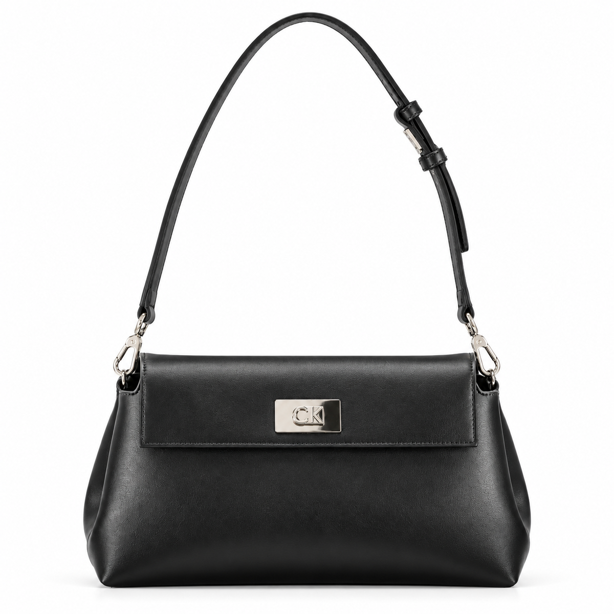 Shoulder Bag with silver closure - Black