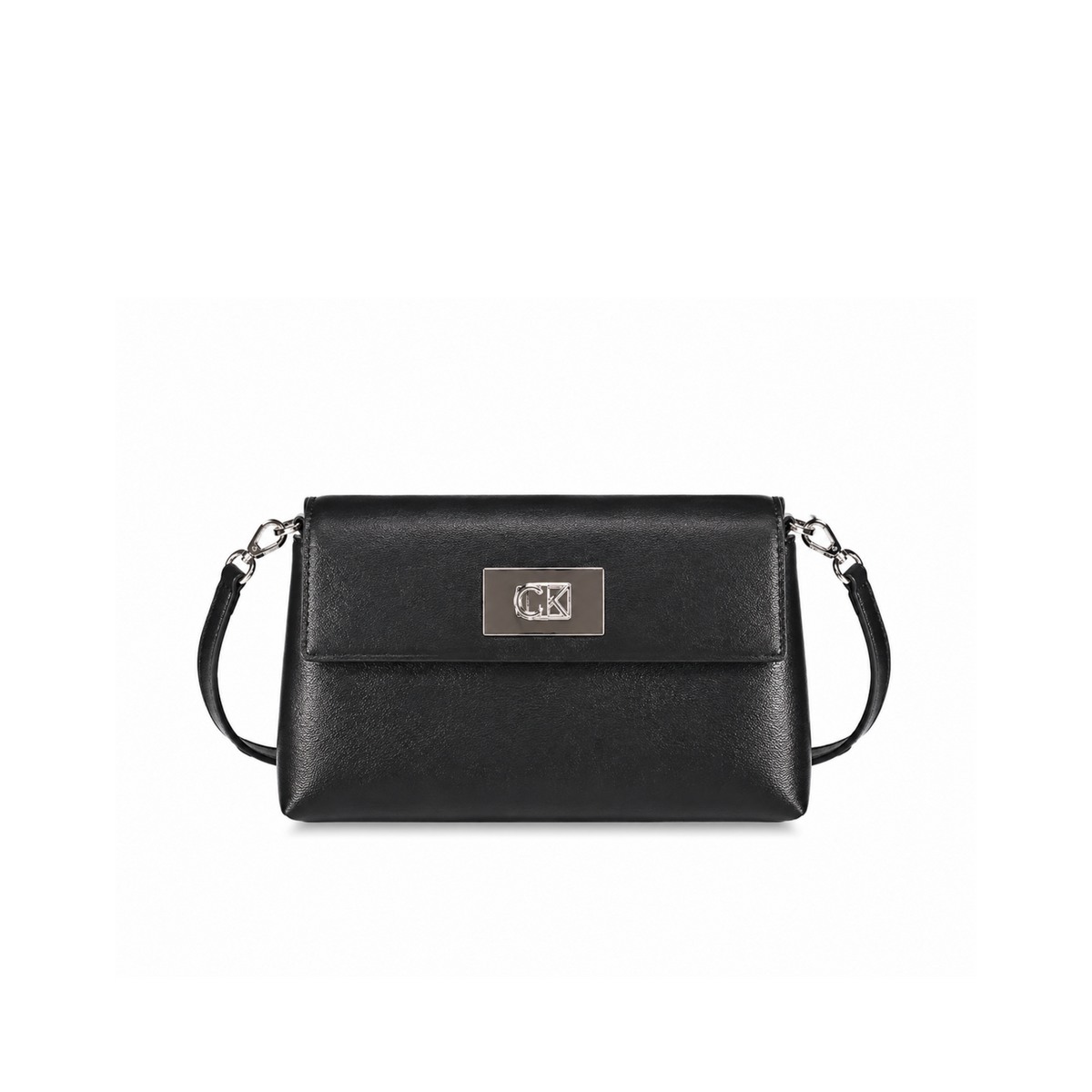 Small Shoulder Bag with silver closure - Black