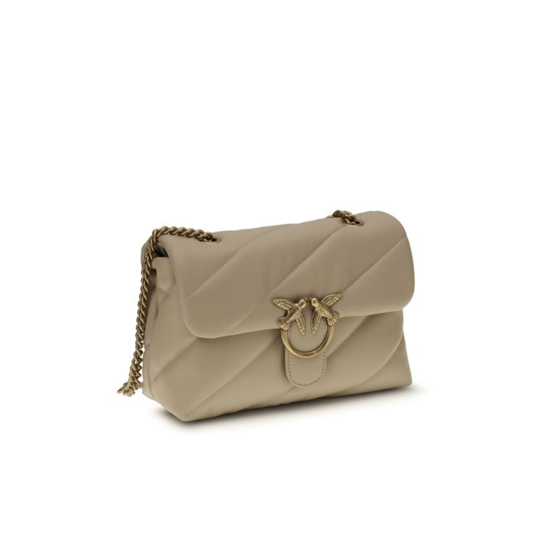 Borsa a spalla Classic in pelle di vitello sabbia