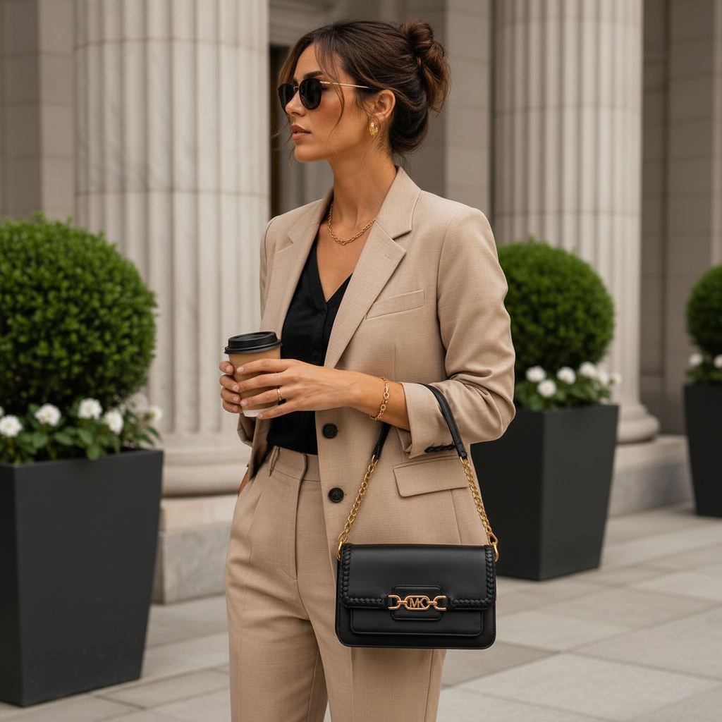 Beige suit shoulder