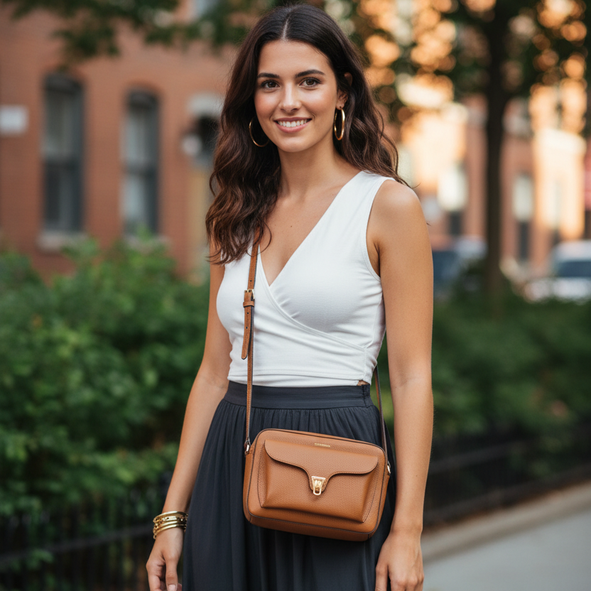 Borsa a tracolla Beat Bag in pelle Marrone