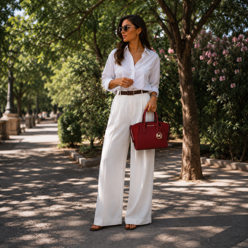 Borsa a mano e a tracolla in pelle rosso ciliegia