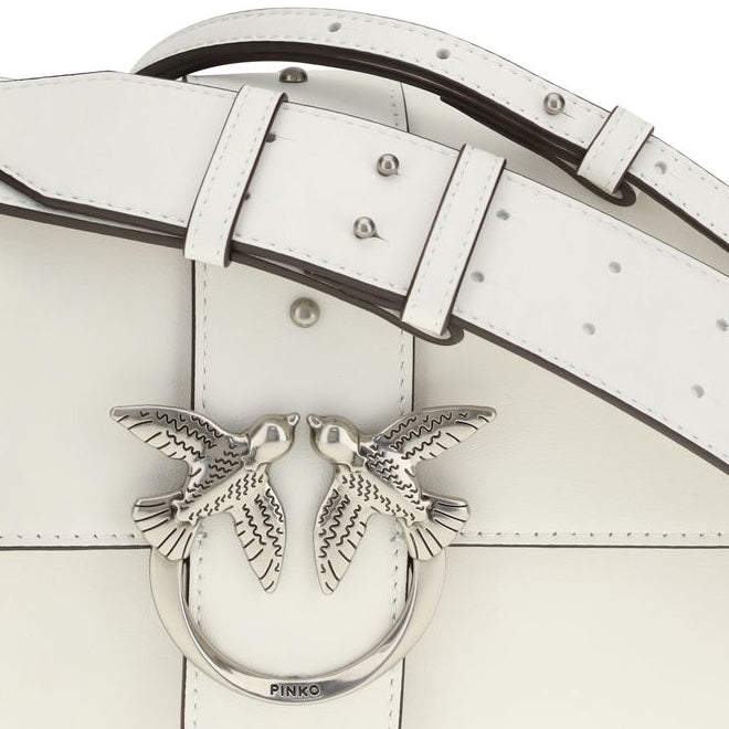 Borsa a tracolla in pelle di vitello bianco ottico