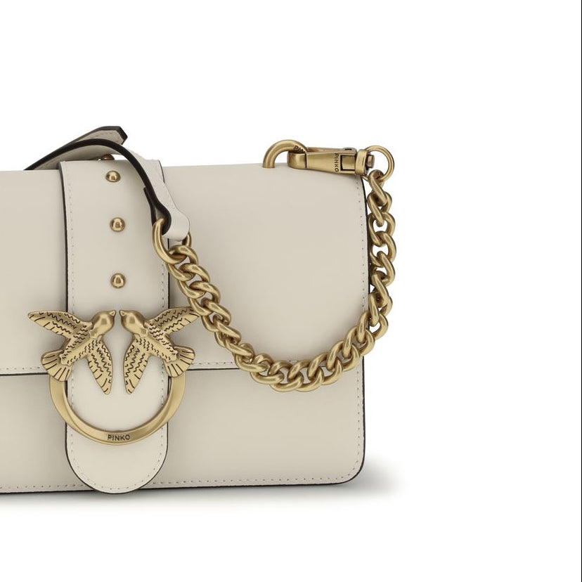 Borsa a spalla in pelle di vitello beige