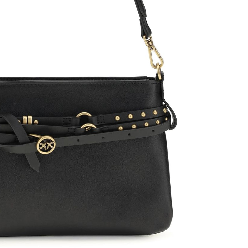 Borsa a tracolla in pelle di vitello Nero scuro