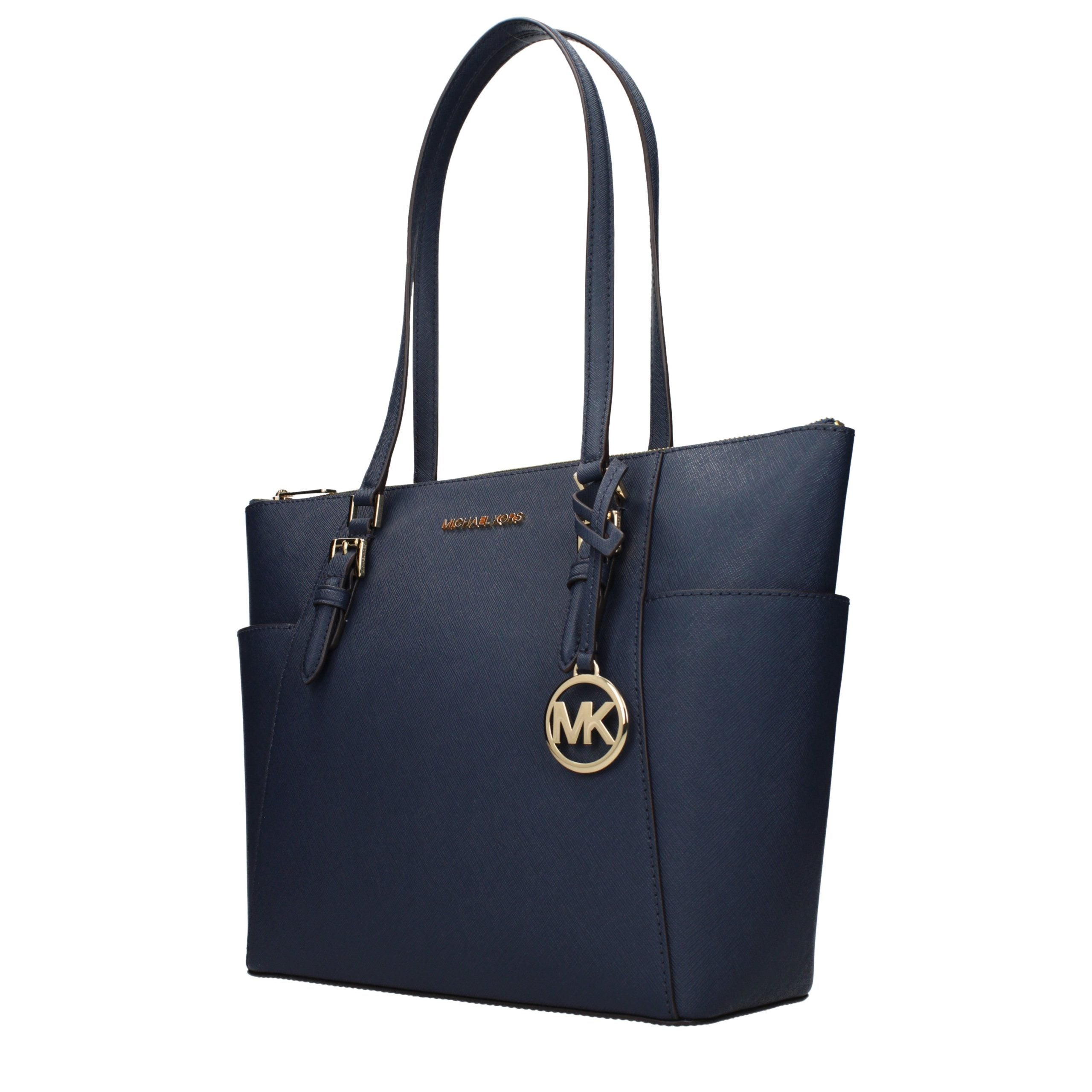 Blue Leather Shoulder Bag