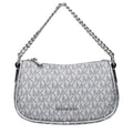 Monogrammed Fabric Shoulder Bag - Silver