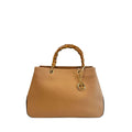 Handbag with bamboo handles - Tan