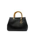 Handbag with bamboo handles - Black