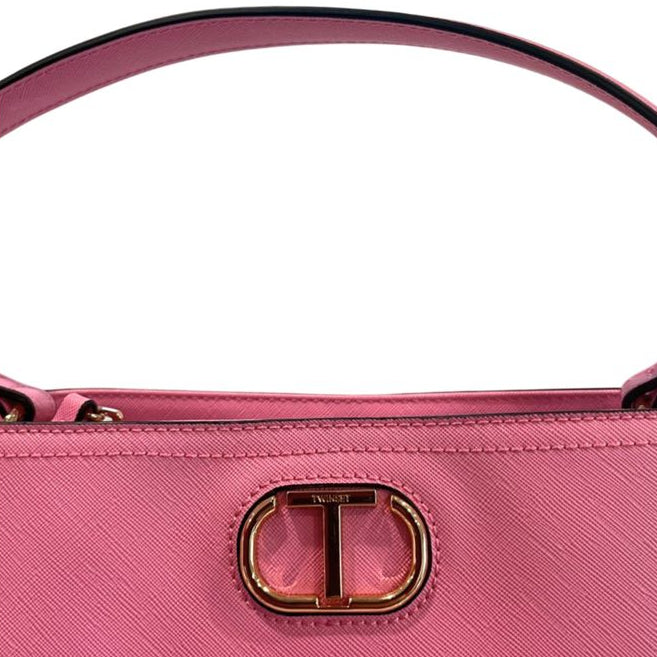 Borsa a mano rosa peonia con dettagli dorati