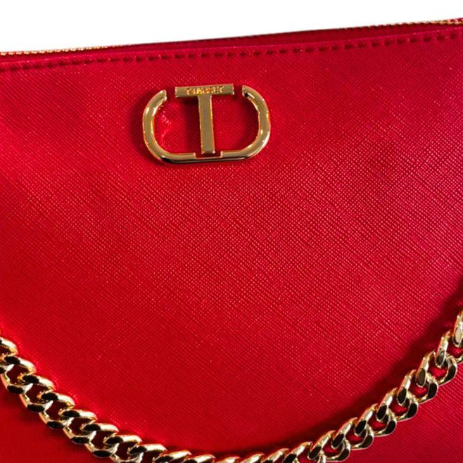 Red Crossbody Bag with gold details