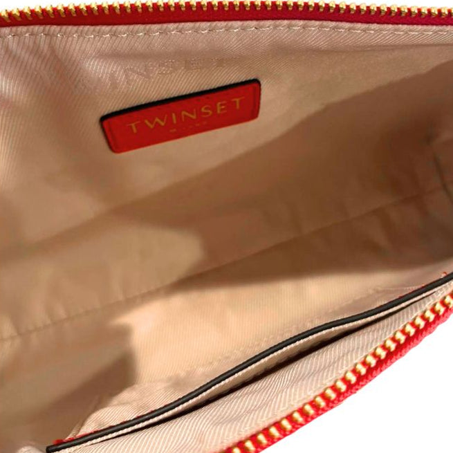 Red Crossbody Bag with gold details