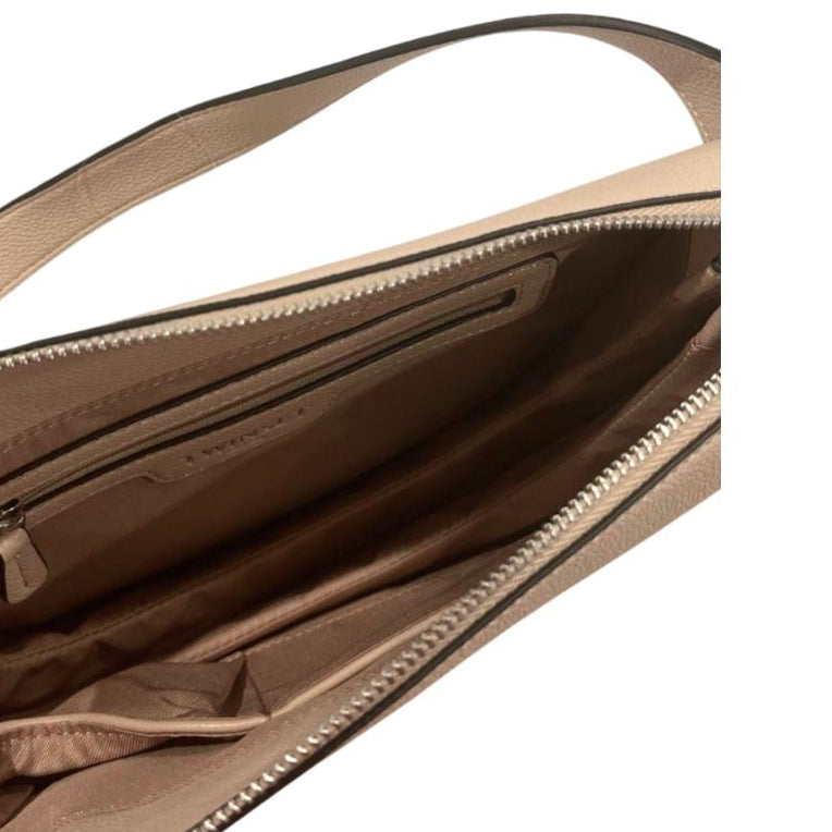 Borsa a spalla color rosa antico con logo argento