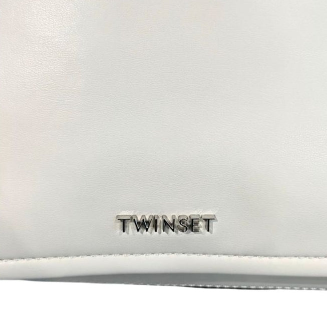 Borsa a spalla color avorio con dettagli argento