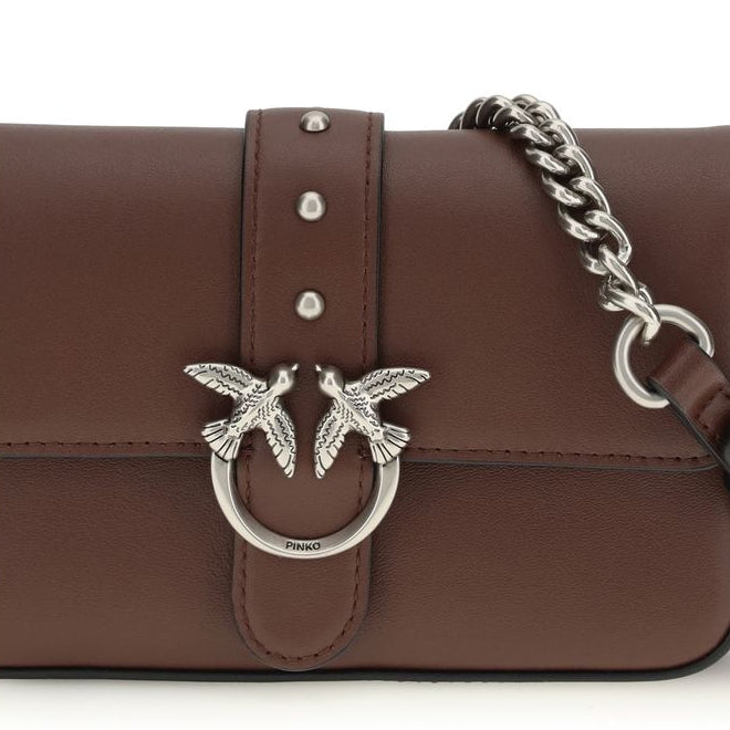 Chocolate brown calf leather baby crossbody bag