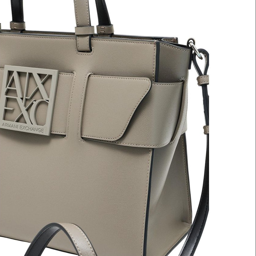 Borsa a mano e a spalla color tortora chiaro
