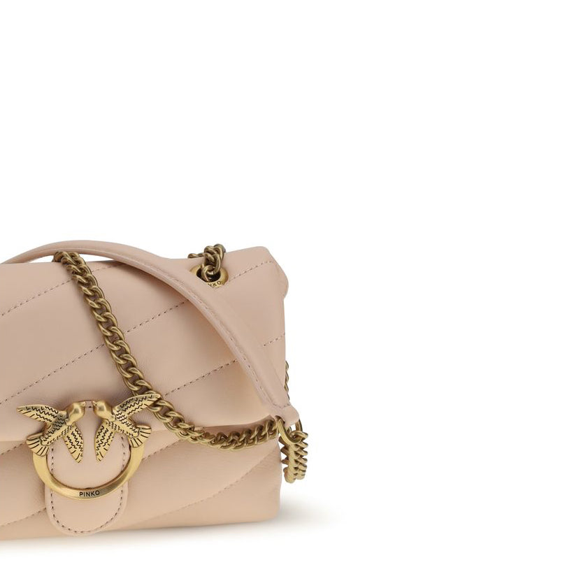 Borsa a spalla in pelle di vitello color nude