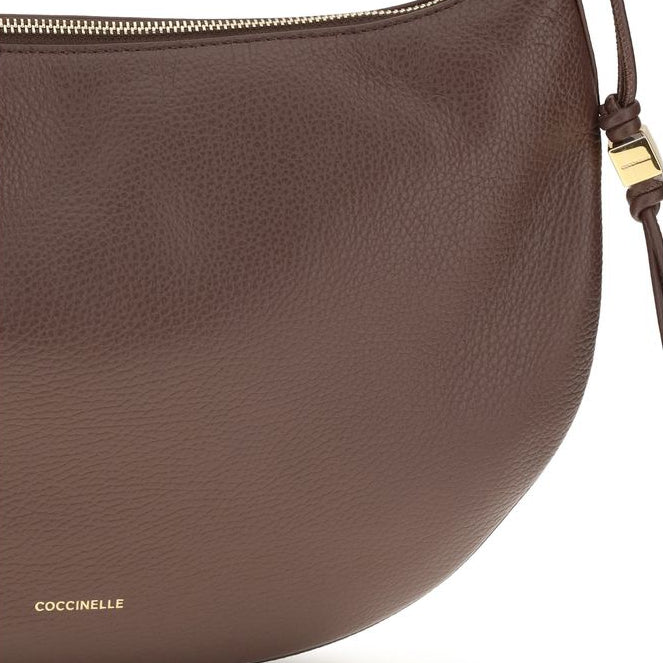 Brown Grained Calf Leather Shoulder Bag