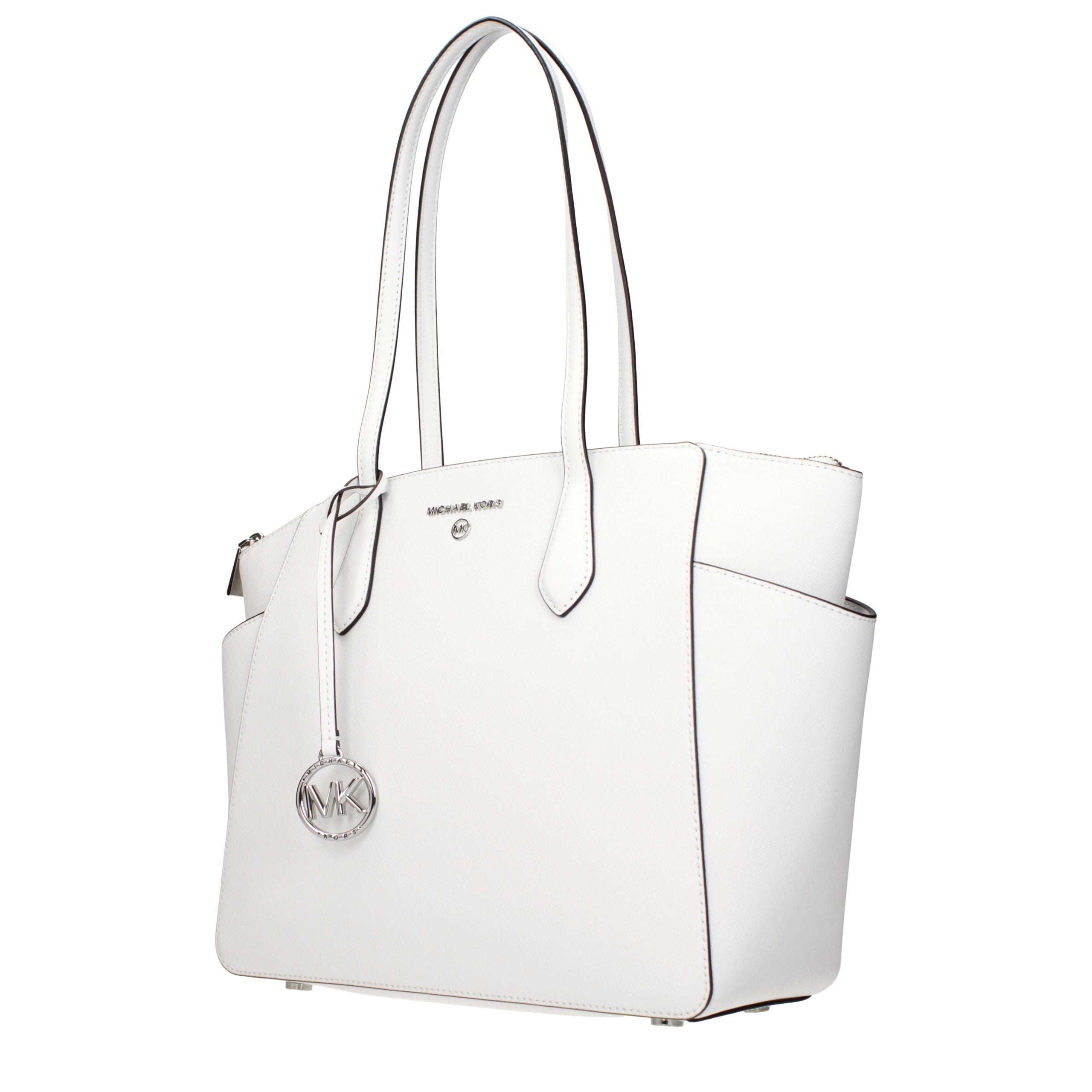 Optical white leather Tote Bag