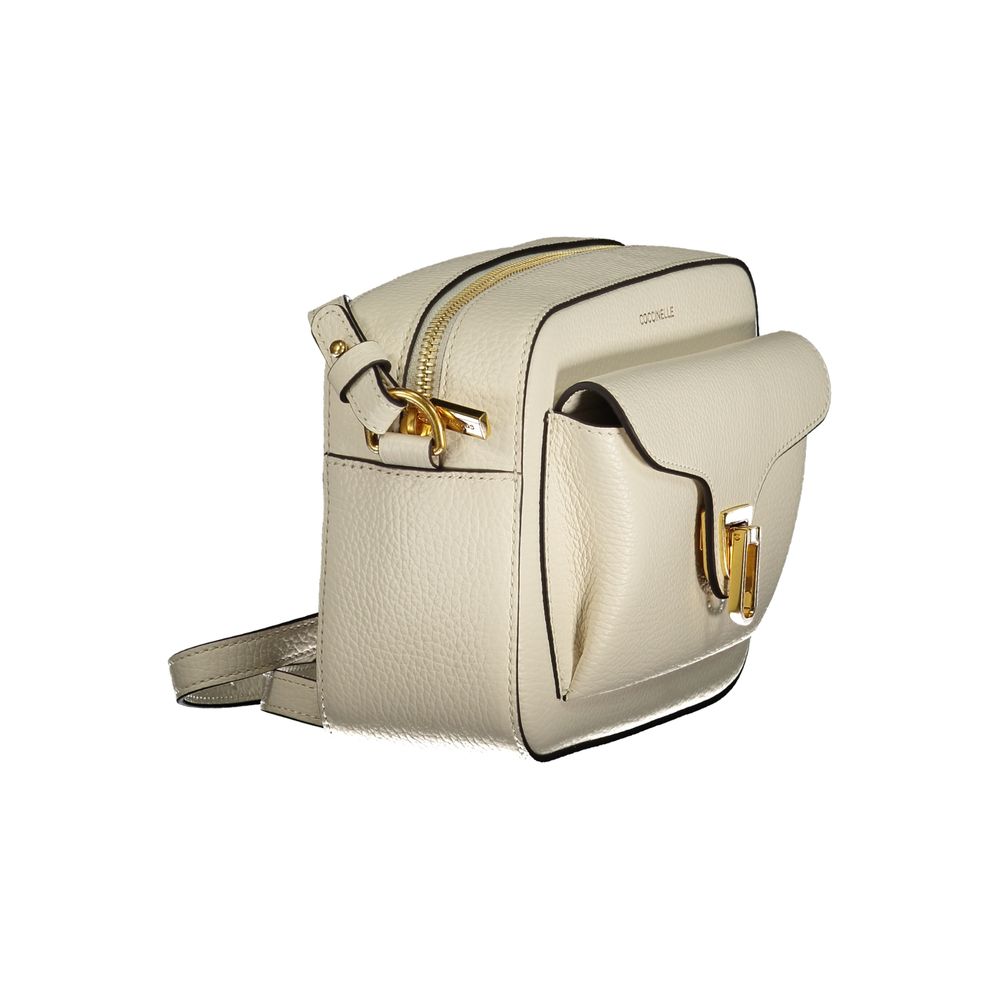 Grained Leather Small Crossbody Bag - White