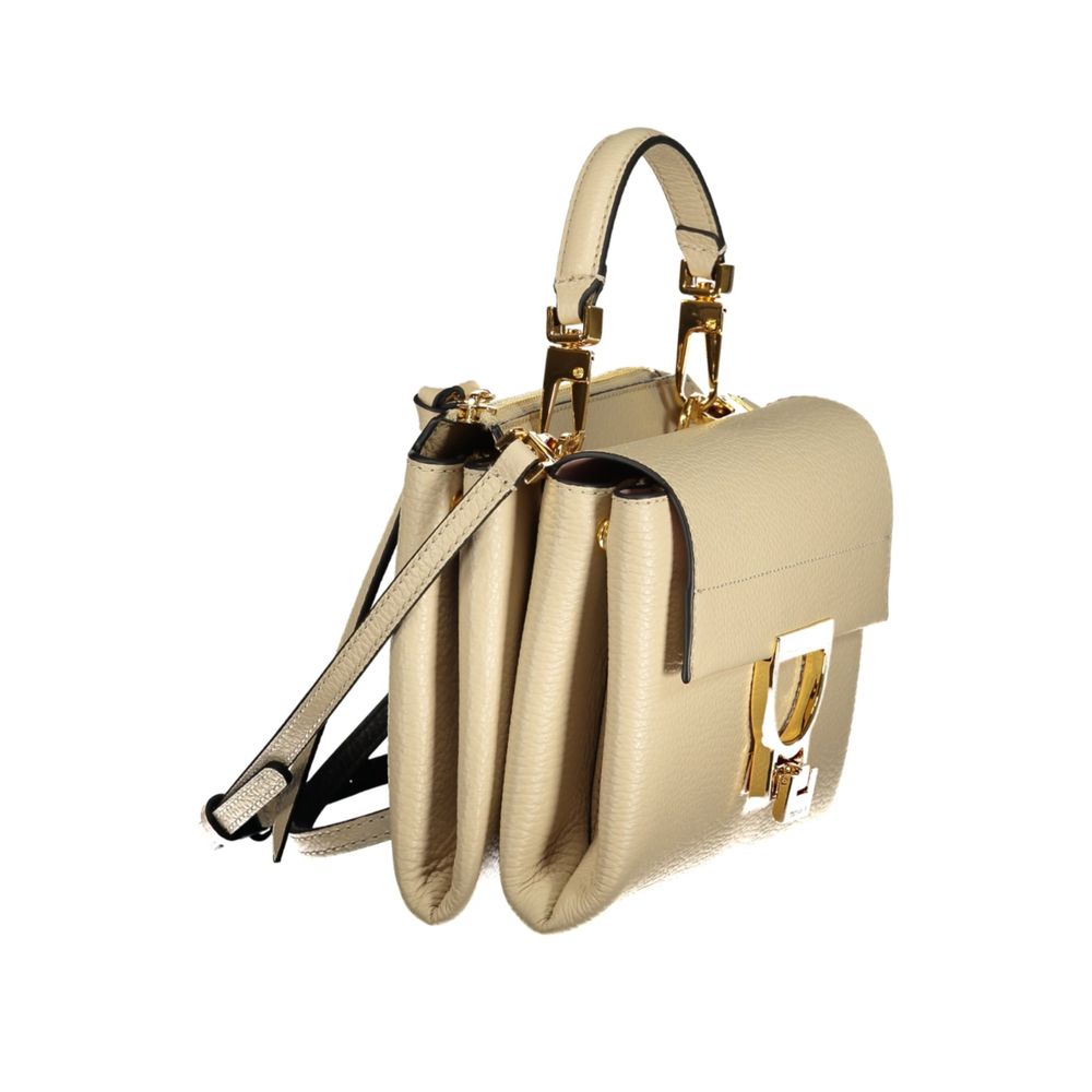 Leather Handbag - Beige