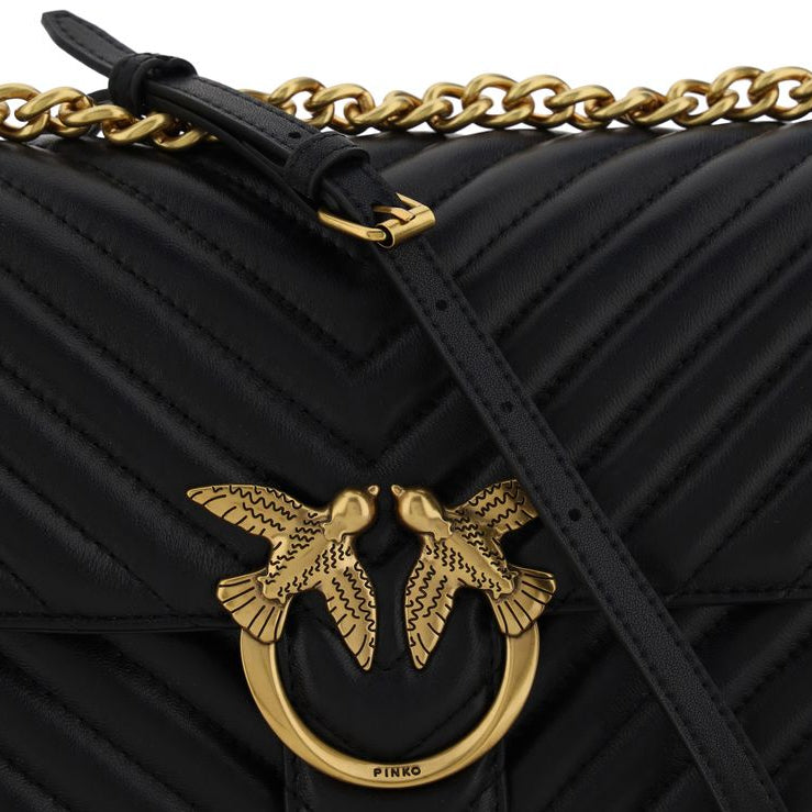 Borsa a spalla Classic in pelle di vitello nera liscia