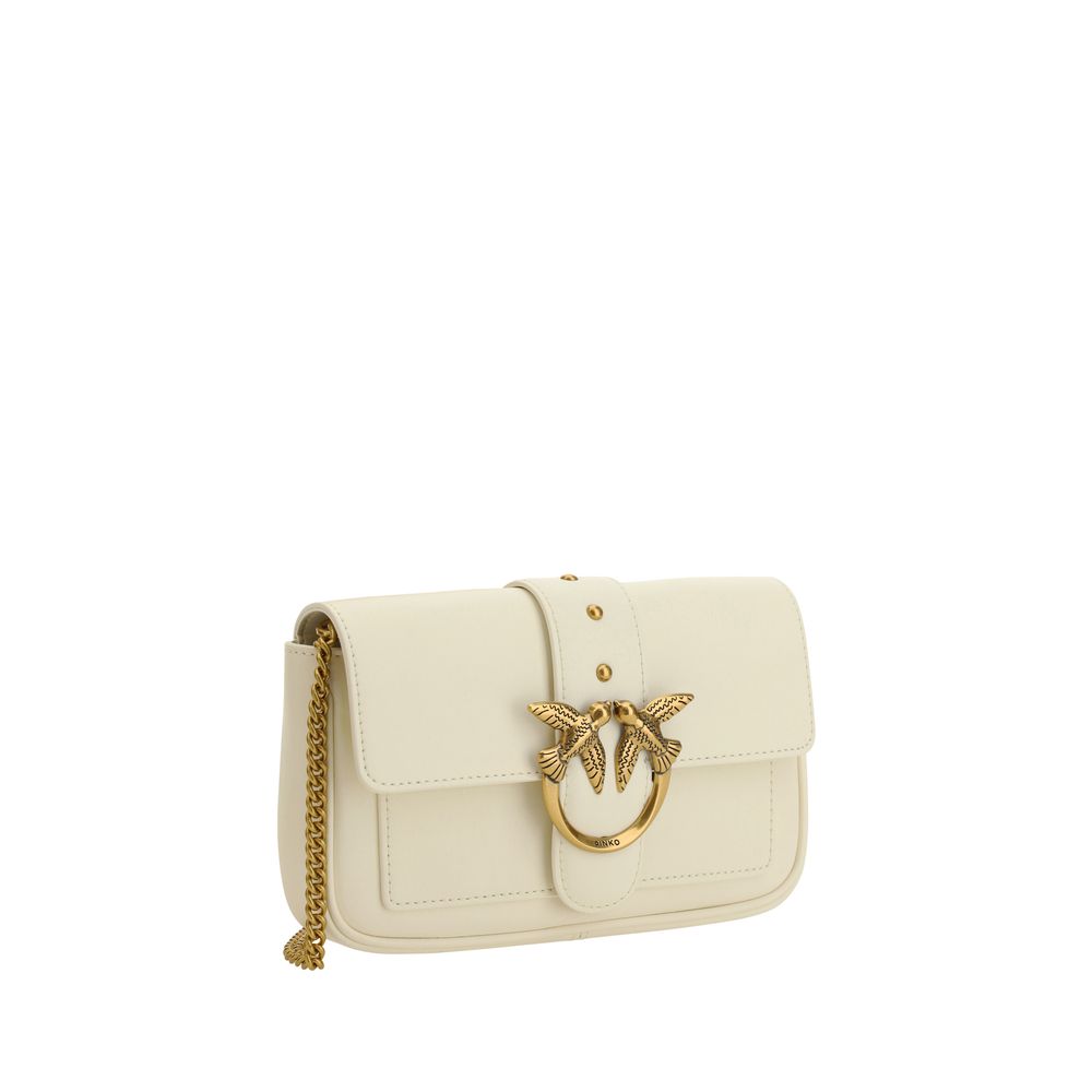 Borsa a spalla Classic Mini in pelle di vitello bianca