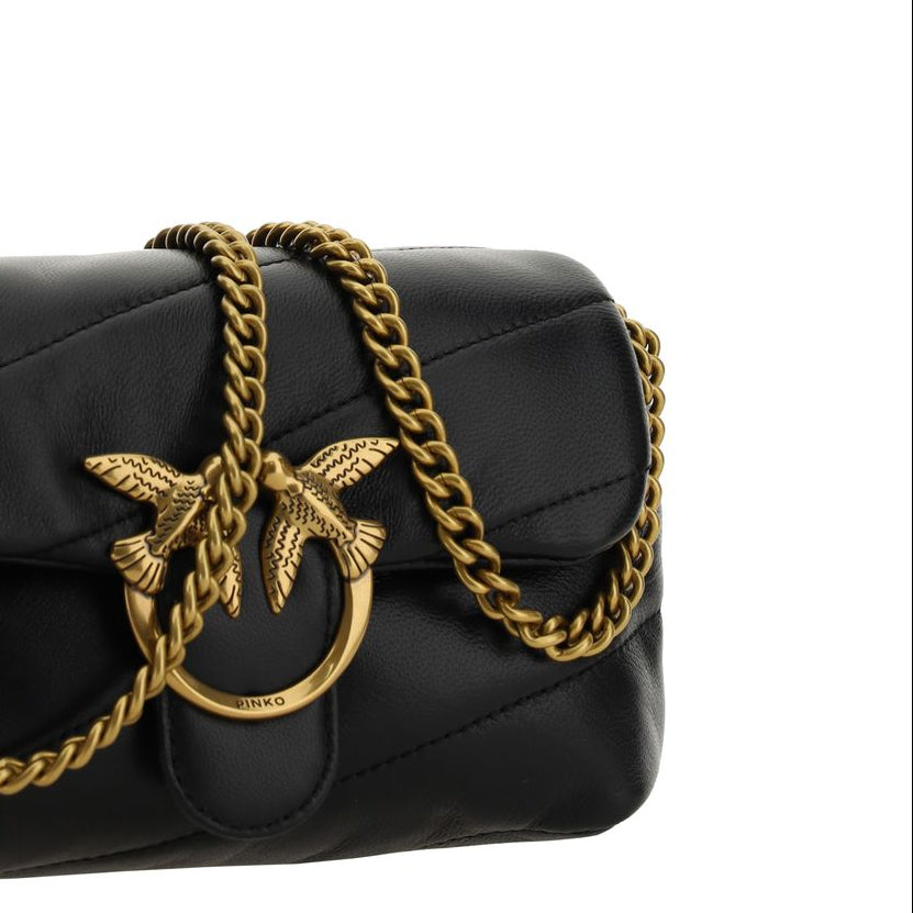 Borsa a spalla Love Baby in pelle di vitello Nera