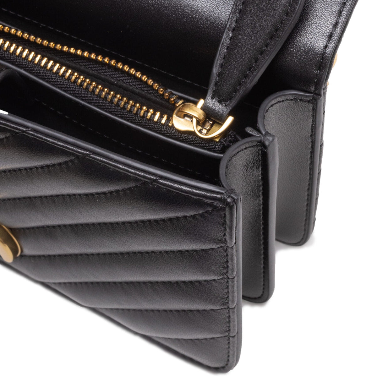 Quilted Leather Mini Shoulder Bag - Black