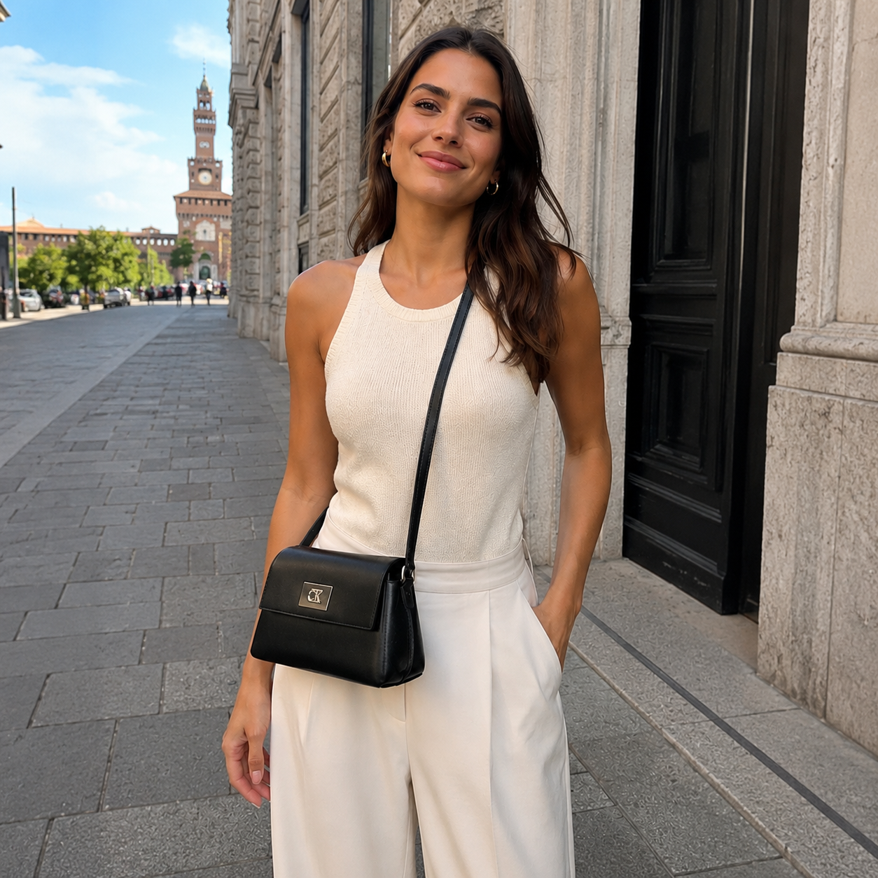 Borsa a Tracolla & Spalla Nera con Tracolla Regolabile