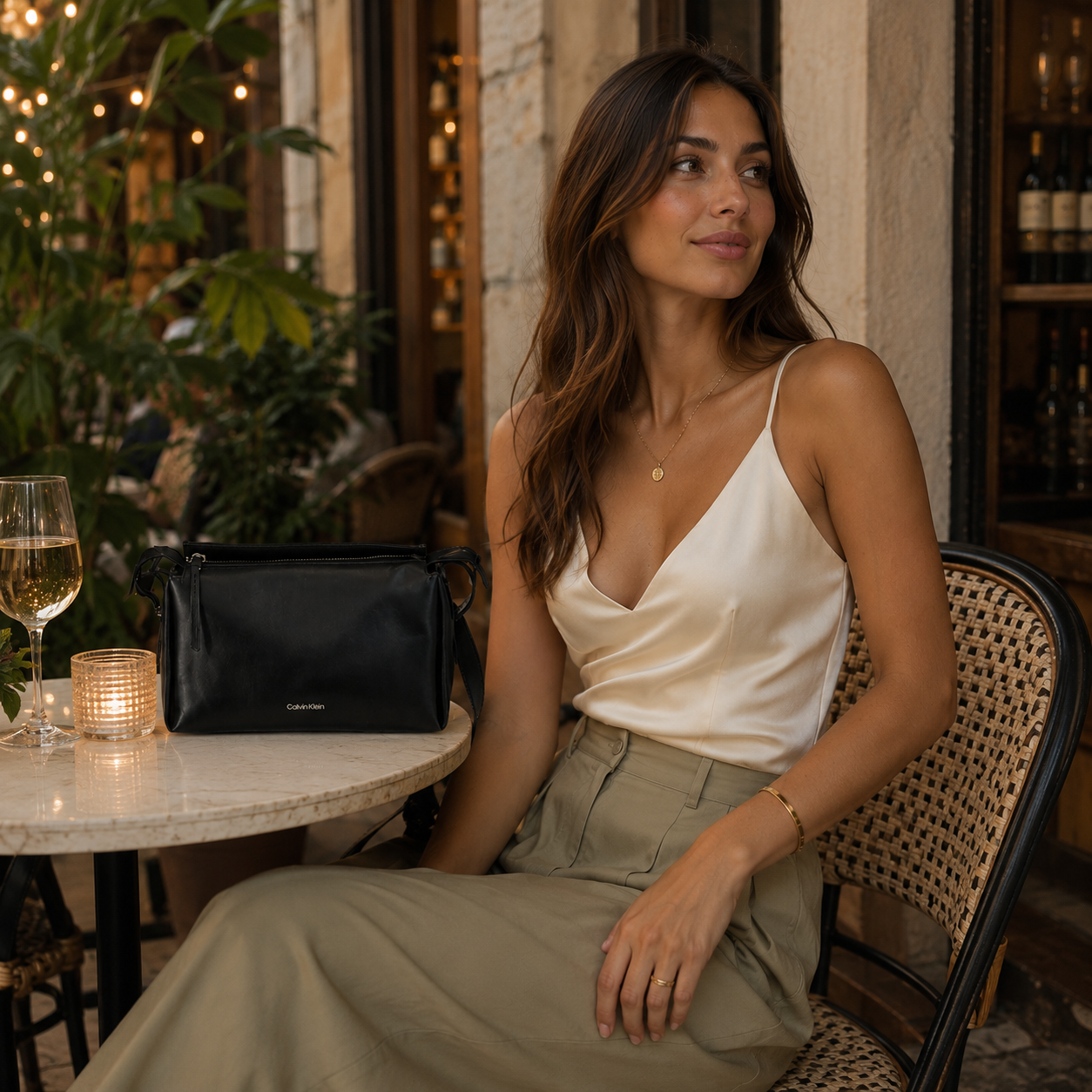 Borsa a Spalla Nera dal Design Contemporaneo