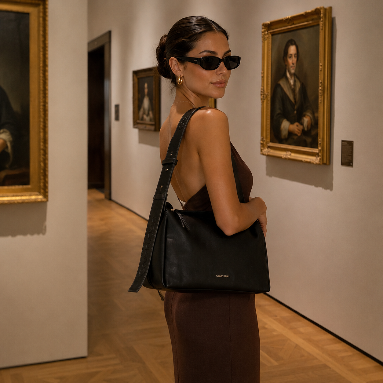 Borsa a Spalla Nera dal Design Minimal Chic