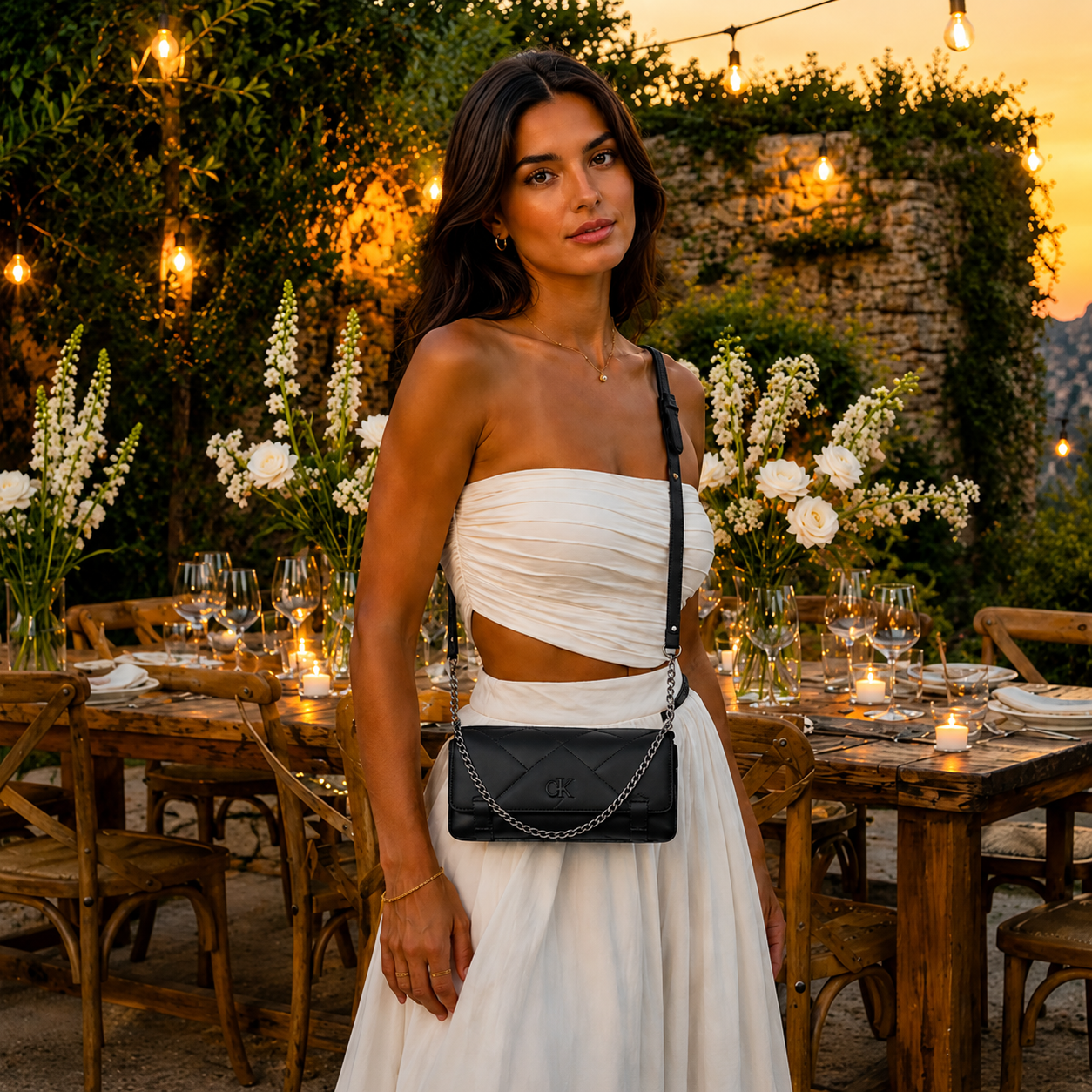 Black Quilted Convertible Chain Shoulder Bag & Belt Bag
