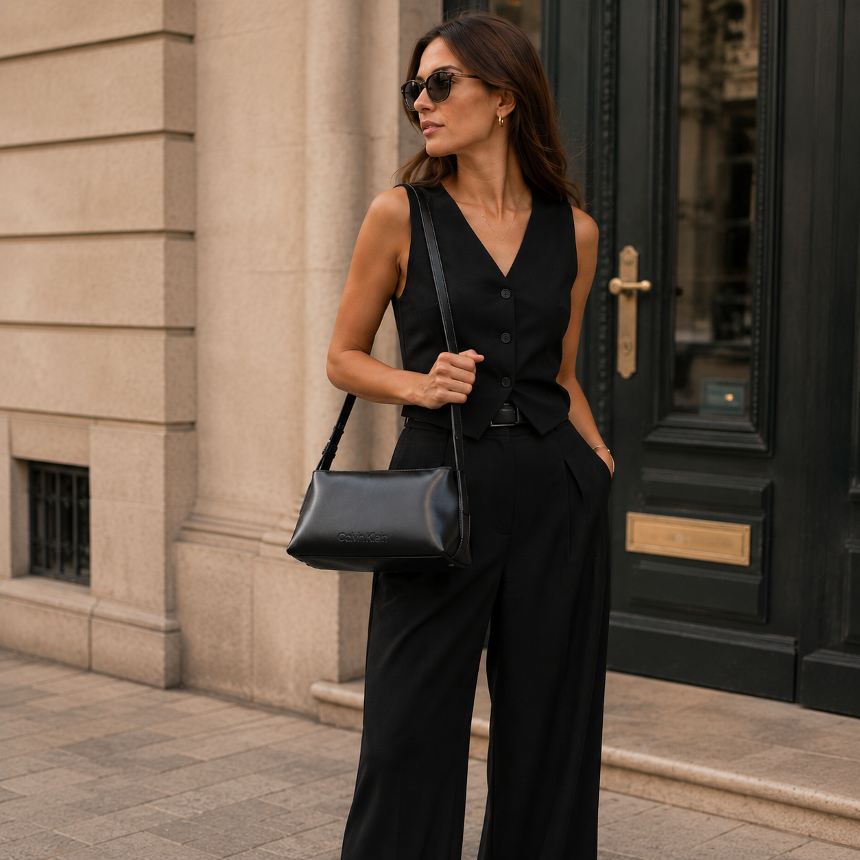 Black Glossy Shoulder Bag