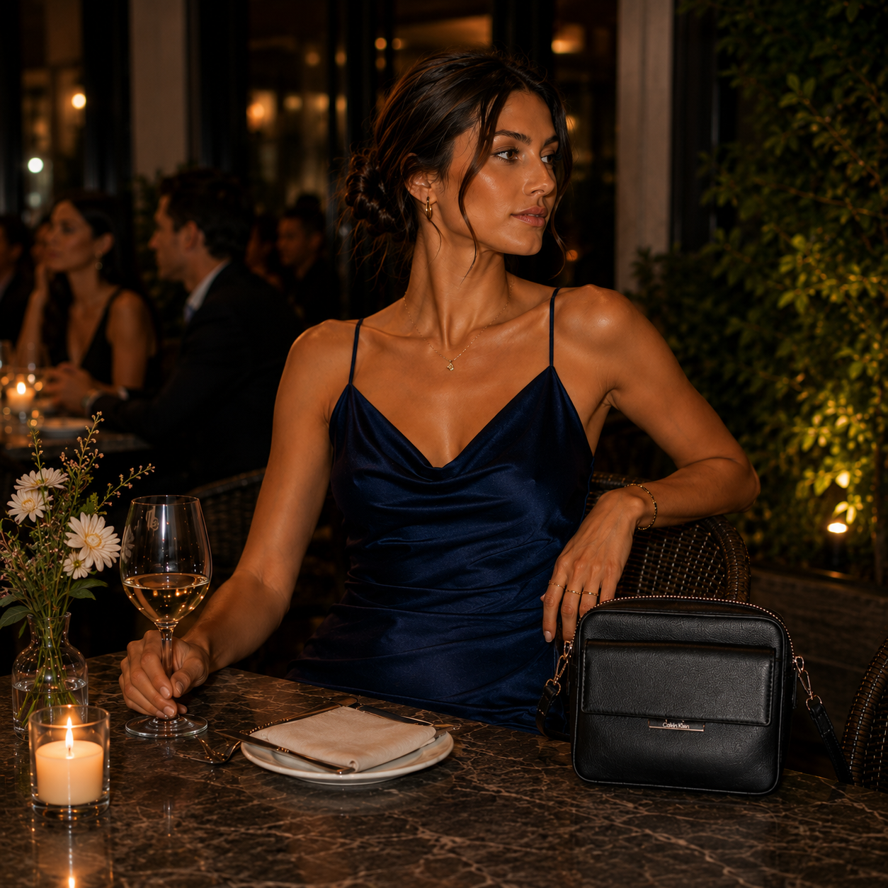 Black Crossbody & Shoulder Bag with Structured Front Pocket